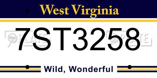 7ST3258 West Virginia License Plate