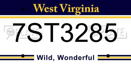7ST3285 West Virginia License Plate