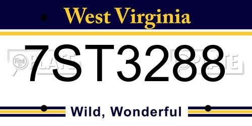 7ST3288 West Virginia License Plate