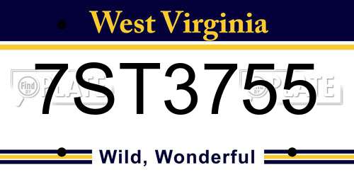 7ST3755 West Virginia License Plate