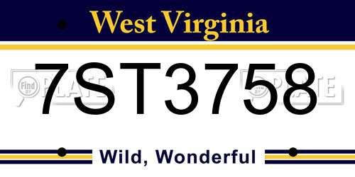 7ST3758 West Virginia License Plate
