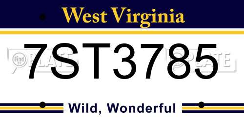 7ST3785 West Virginia License Plate