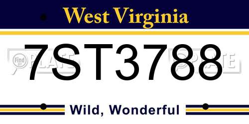 7ST3788 West Virginia License Plate