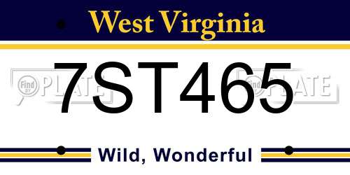 7ST465 West Virginia License Plate