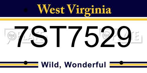 7ST7529 West Virginia License Plate