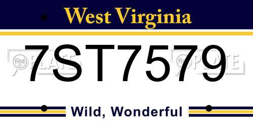 7ST7579 West Virginia License Plate