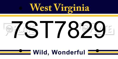 7ST7829 West Virginia License Plate