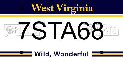 7STA68 West Virginia License Plate