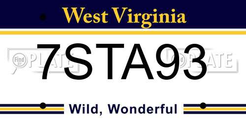 7STA93 West Virginia License Plate
