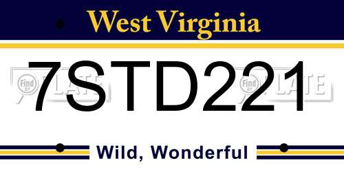 7STD221 West Virginia License Plate