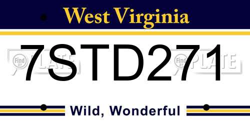7STD271 West Virginia License Plate