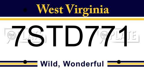 7STD771 West Virginia License Plate