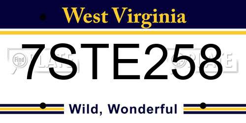 7STE258 West Virginia License Plate