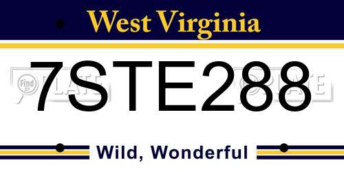 7STE288 West Virginia License Plate