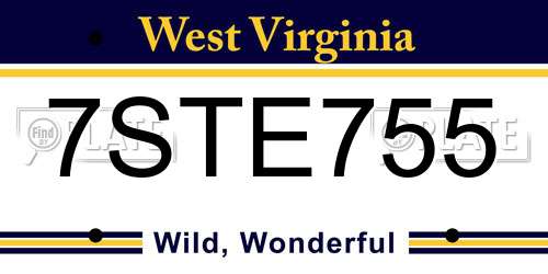 7STE755 West Virginia License Plate