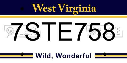 7STE758 West Virginia License Plate