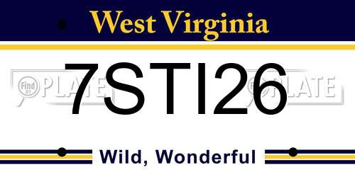 7STI26 West Virginia License Plate