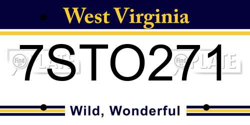 7STO271 West Virginia License Plate