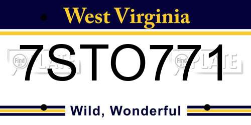 7STO771 West Virginia License Plate