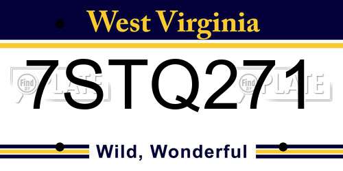 7STQ271 West Virginia License Plate