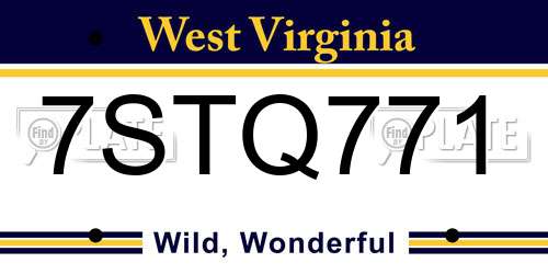 7STQ771 West Virginia License Plate