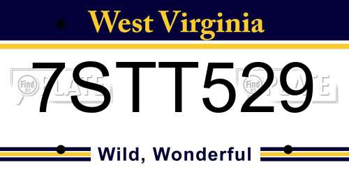 7STT529 West Virginia License Plate