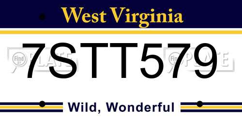 7STT579 West Virginia License Plate