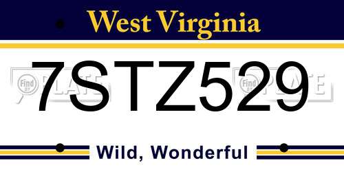 7STZ529 West Virginia License Plate
