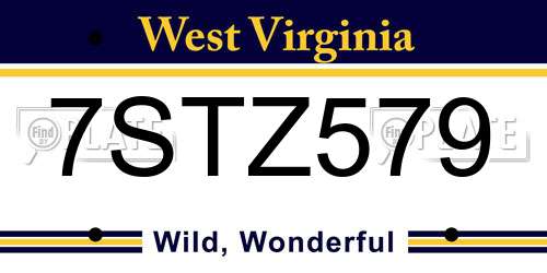 7STZ579 West Virginia License Plate