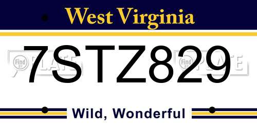 7STZ829 West Virginia License Plate