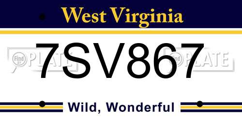 7SV867 West Virginia License Plate