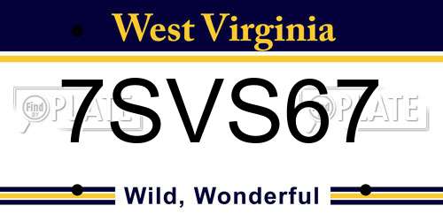 7SVS67 West Virginia License Plate