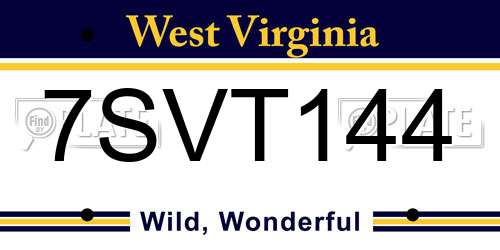7SVT144 West Virginia License Plate
