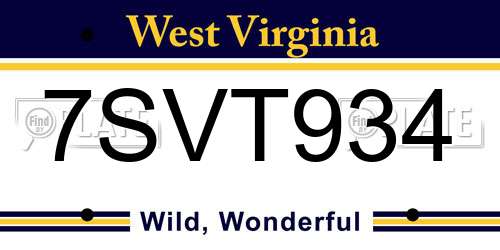 7SVT934 West Virginia License Plate