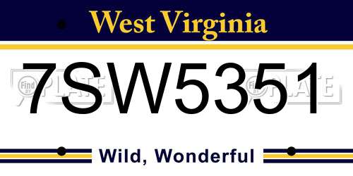 7SW5351 West Virginia License Plate