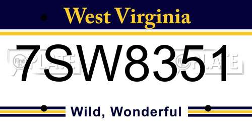 7SW8351 West Virginia License Plate