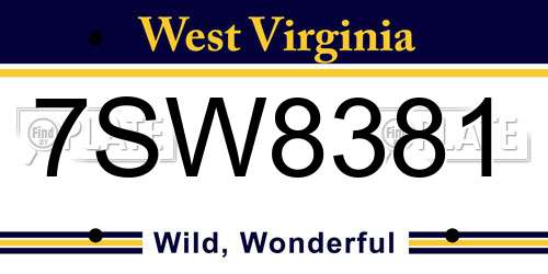7SW8381 West Virginia License Plate