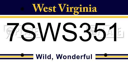 7SWS351 West Virginia License Plate