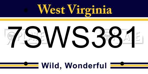 7SWS381 West Virginia License Plate