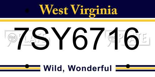 7SY6716 West Virginia License Plate