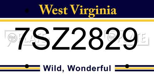 7SZ2829 West Virginia License Plate