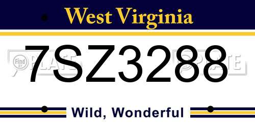 7SZ3288 West Virginia License Plate