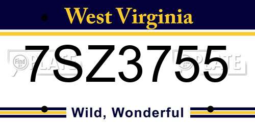 7SZ3755 West Virginia License Plate