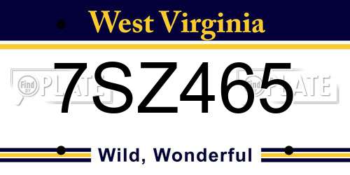 7SZ465 West Virginia License Plate