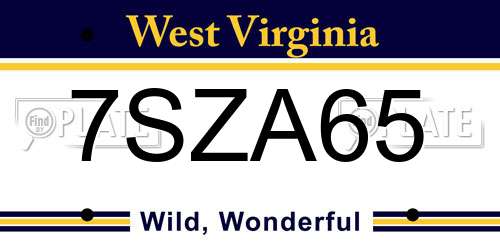7SZA65 West Virginia License Plate