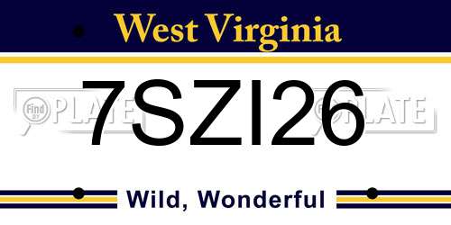7SZI26 West Virginia License Plate