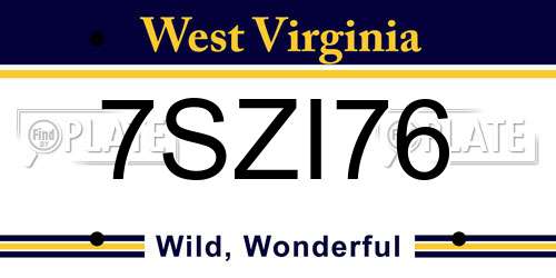 7SZI76 West Virginia License Plate