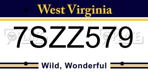 7SZZ579 West Virginia License Plate