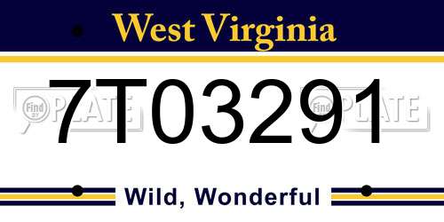 7T03291 West Virginia License Plate