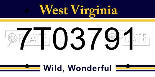 7T03791 West Virginia License Plate